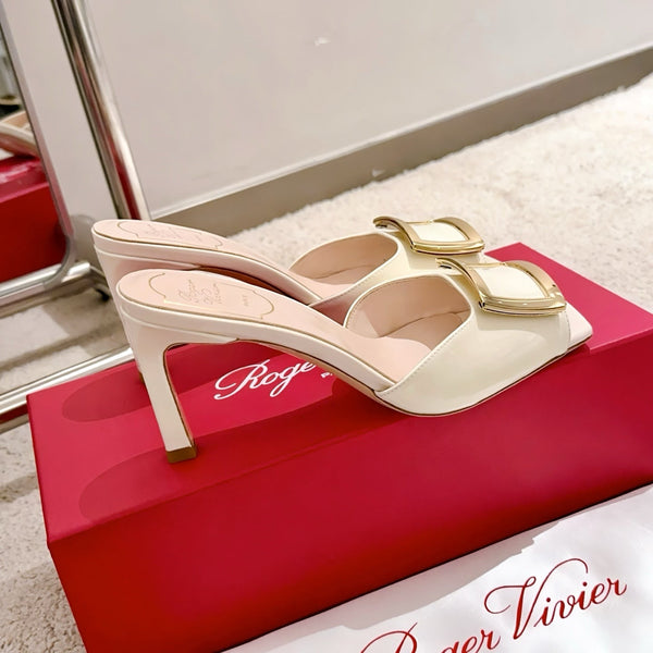 Viv Retro Modern Mules in pelle di vacchetta bianco latte 261718