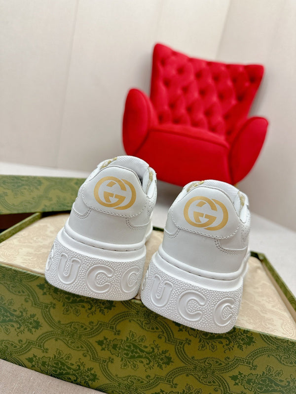 GG TRAINER IN PELLE DI VITELLO BIANCA CON MOTIVO