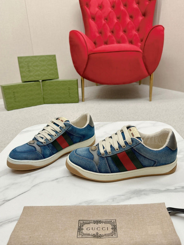 GG WOMEN'S SCREENER TRAINER AEGEAN CALFSKIN