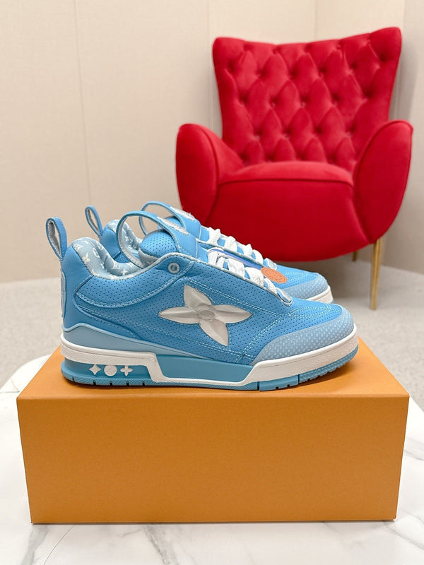 LV Skate Sneakers Blue Metallic and Perforated Calf Leather 528546