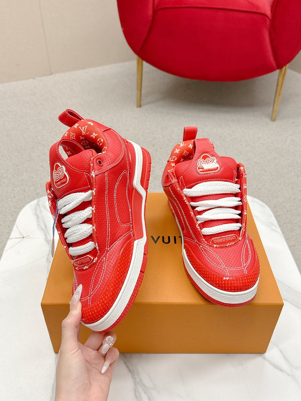 LV Skate Sneakers Orange Metallic and Perforated Calf Leather 528547