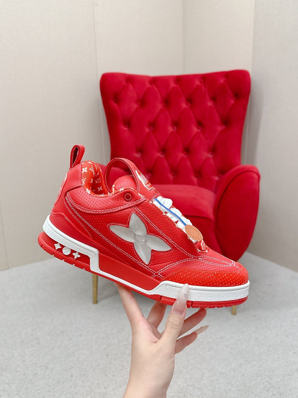 LV Skate Sneakers Orange Metallic and Perforated Calf Leather 528547