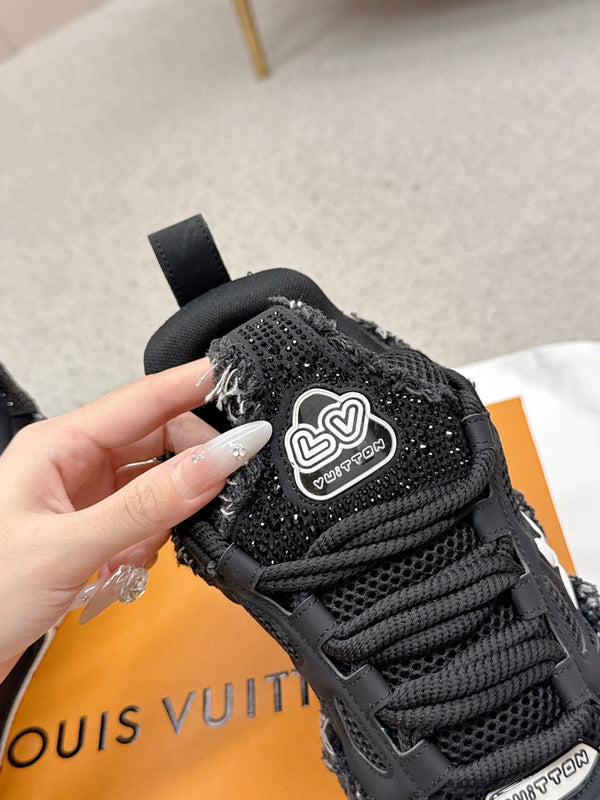 LV Trainer Sneaker Black Metallic Grained Metallic Calf Leather 528550