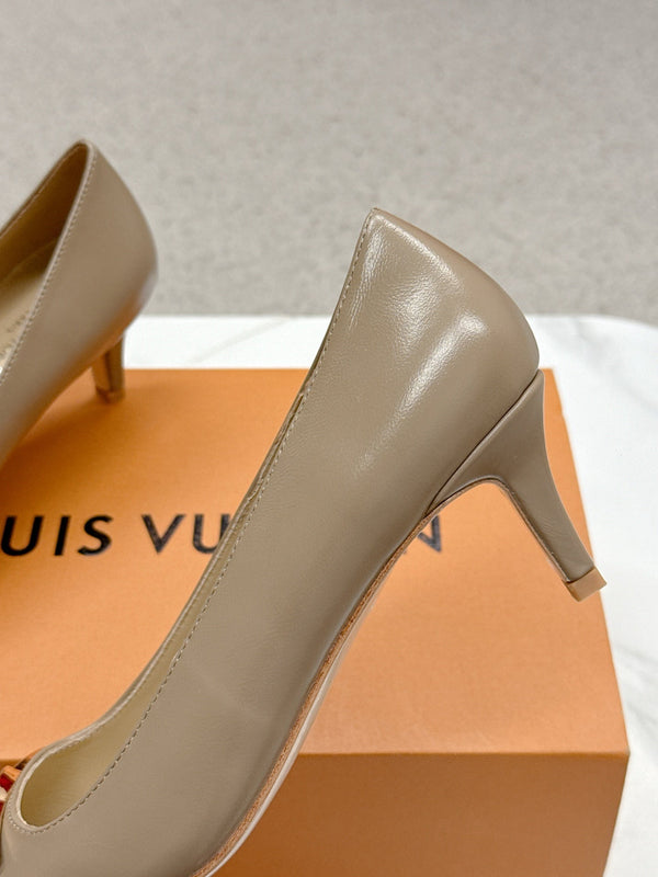 LV Madeleine High Heels Fuchsia Beige Leather 528578