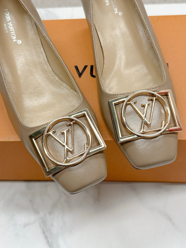 LV Madeleine High Heels Fuchsia Beige Leather 528578
