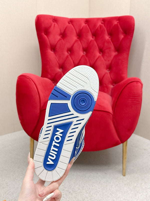 LV Trainer Sneaker Navy White Cowhide and Mesh 528554