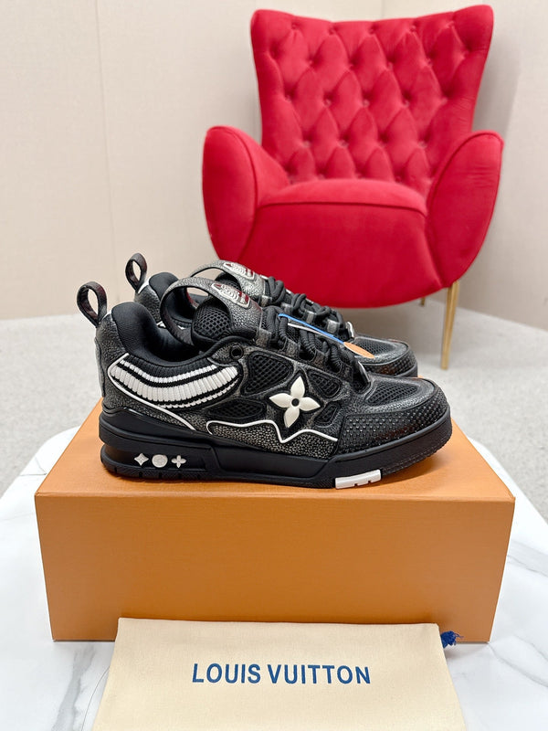 LV Trainer Sneaker Black White Cowhide and Mesh 528557