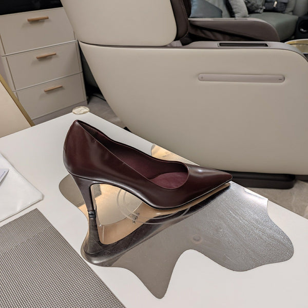 PRA BASIC TACCO ALTO IN PELLE CERATA E OLIO MOGANO