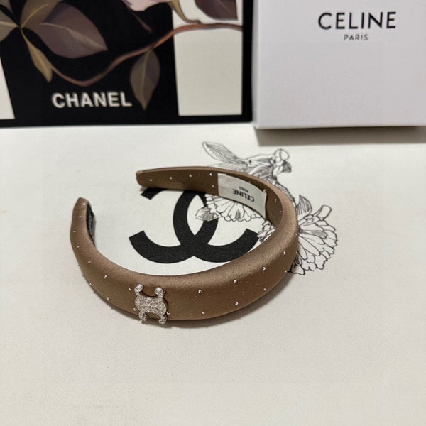 SERRE-TÊTE EN SOIE MARRON CAFÉ AVEC CRISTAUX 400486