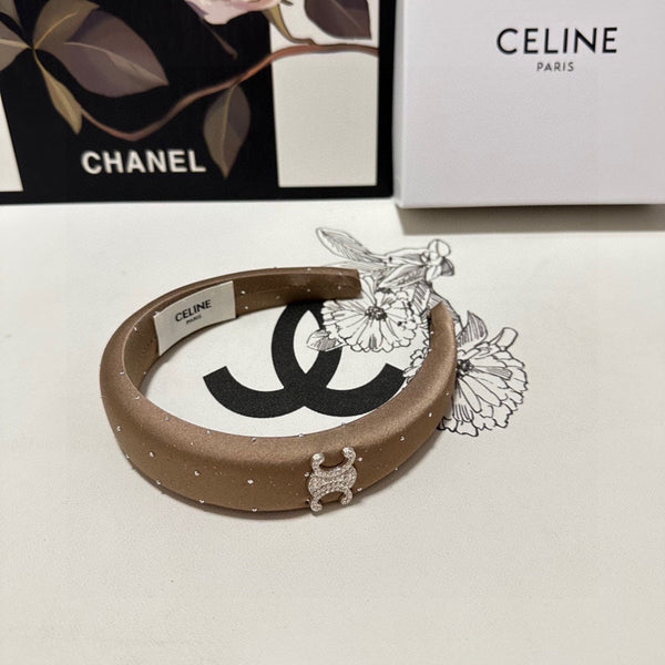 SERRE-TÊTE EN SOIE MARRON CAFÉ AVEC CRISTAUX 400486