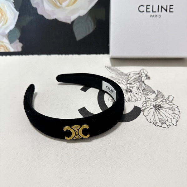 BLACK VELVET HAIRBAND WITH GOLD LOGO 423596