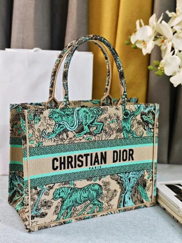 medium dioriviera book tote 36 tiffany blue tiger embroidery canvas