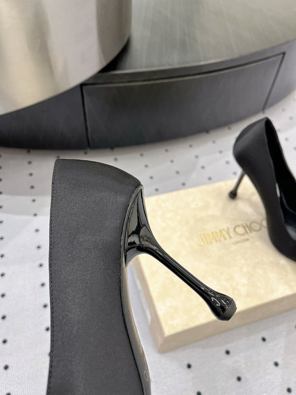 Jimmy Ixia 95 In Black Cowhide Pumps With Flowers 591587