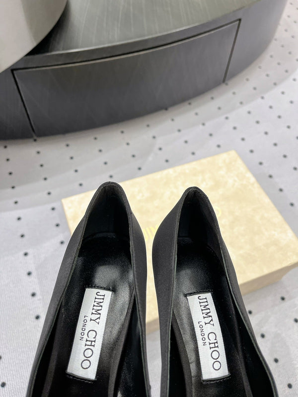 Jimmy Ixia 95 In Black Cowhide Pumps With Flowers 591587