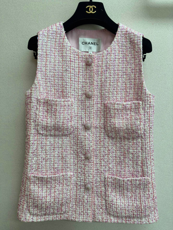 CC Tweed Vest Pink Cotton Wool 219841