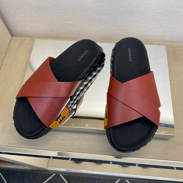 HM Men's Infra Slide Pelle di vitello rossa 602605