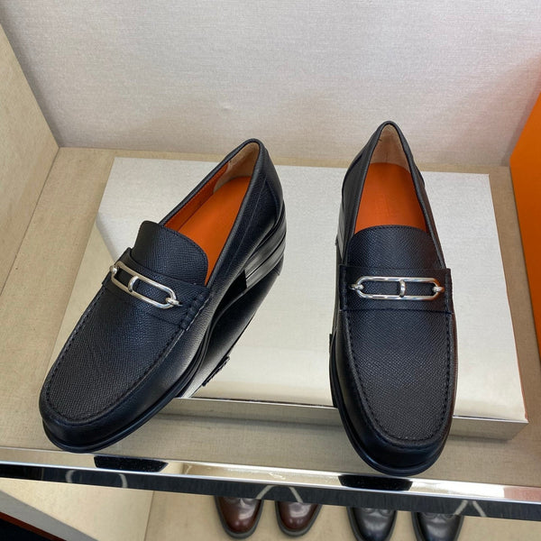 Mocassino Colette da uomo HM in pelle di vitello goffrata nera 680421