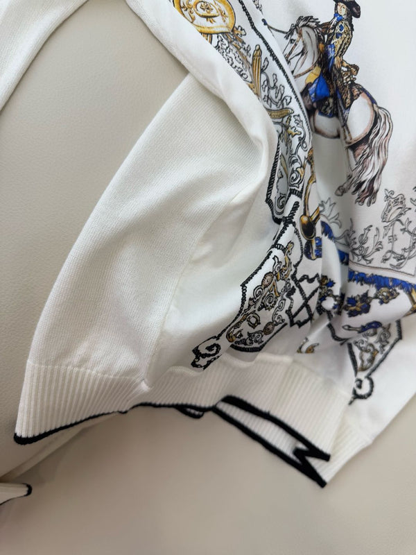 Hm Long Sleeve Knit Sweater White Silk Acrylic
