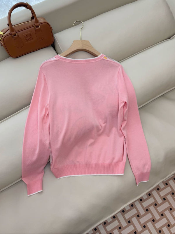 Maglione a maniche lunghe in maglia rosa seta Hm