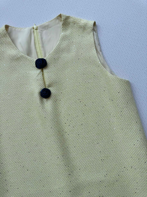 Robe sans manches CC jaune clair viscose soie laine 352986