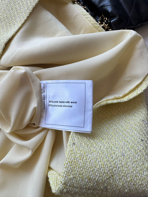 Robe sans manches CC jaune clair viscose soie laine 352986