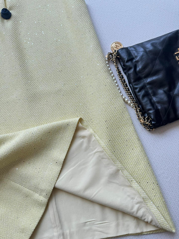 Robe sans manches CC jaune clair viscose soie laine 352986
