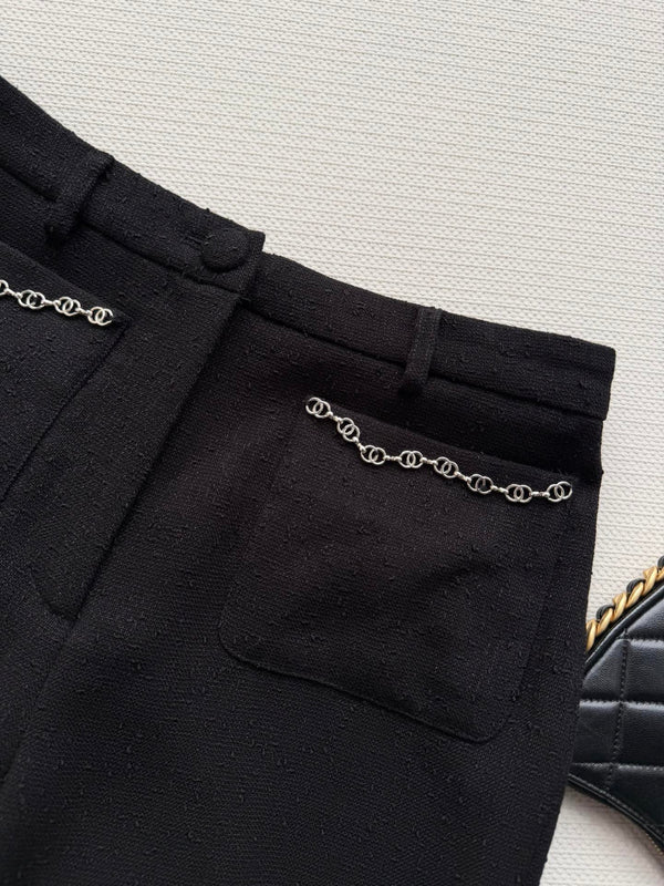 CC 26s Pantalon évasé Laine Viscose Noir 338888