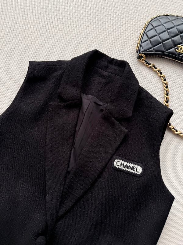CC 26s Gilet Noir Laine Viscose 338885