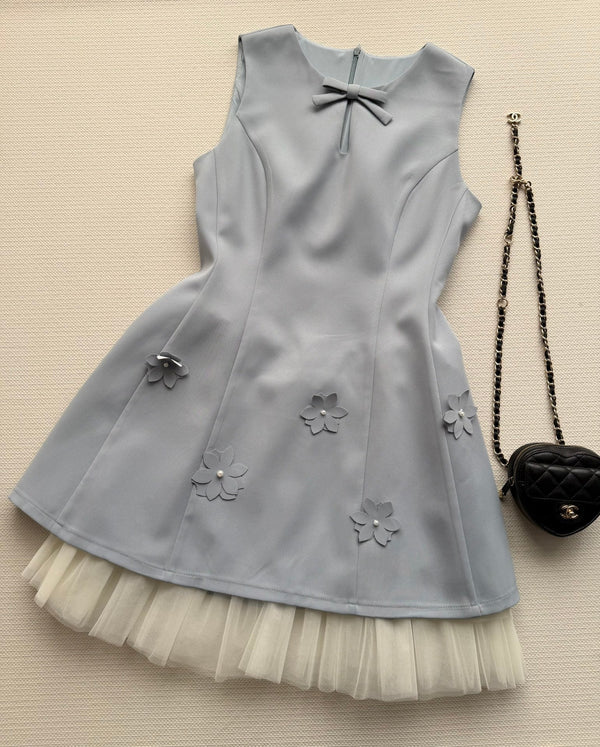 Robe sans manches à nœud papillon CC bleu clair polyester 352969