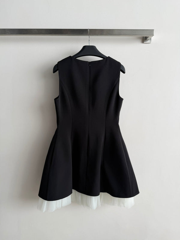 CC Robe sans manches à nœud papillon en polyester noir 352971