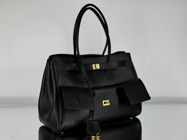 BEL AIR CARRY ALL BAG 29 IN BLACK NAPPA LAMBSKIN GOLD HARDWARE