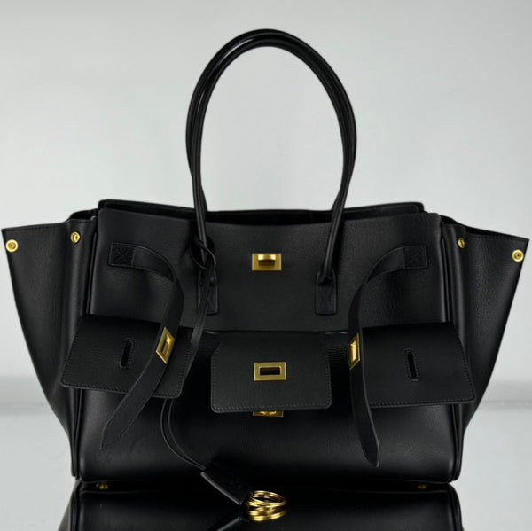 BORSA BEL AIR CARRY ALL 29 IN PELLE DI AGNELLO NAPPA NERA E FERRAMENTA ORO