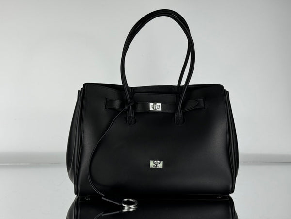 BEL AIR CARRY ALL BAG 29 IN BLACK NAPPA LAMBSKIN SILVER HARDWARE