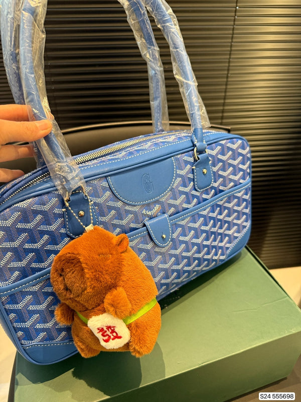 SAINT MARTIN BAG 35 IN BLUE GOYARDINE CANVAS AND CALFSKIN