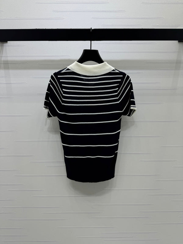 Miu Knit Short-Sleeved Black Wool Nylon 380765