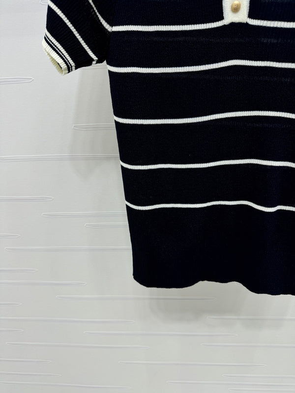 Miu Knit Short-Sleeved Black Wool Nylon 380765