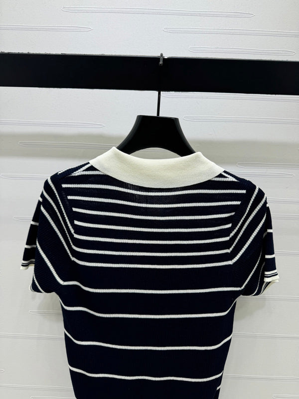 Miu Knit Short-Sleeved Black Wool Nylon 380765