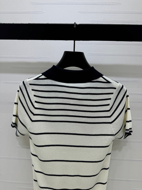 Miu Knit Short-Sleeved Cream Wool Nylon 380766