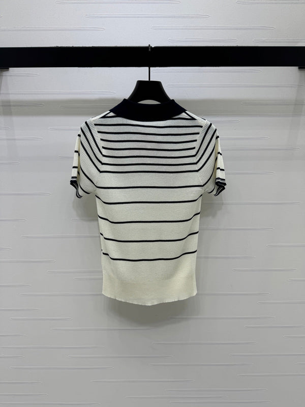 Miu Knit Short-Sleeved Cream Wool Nylon 380766