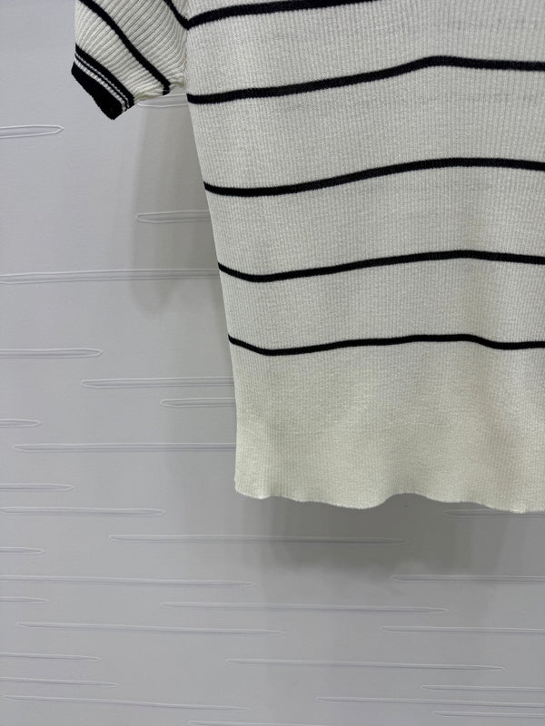 Miu Knit Short-Sleeved Cream Wool Nylon 380766