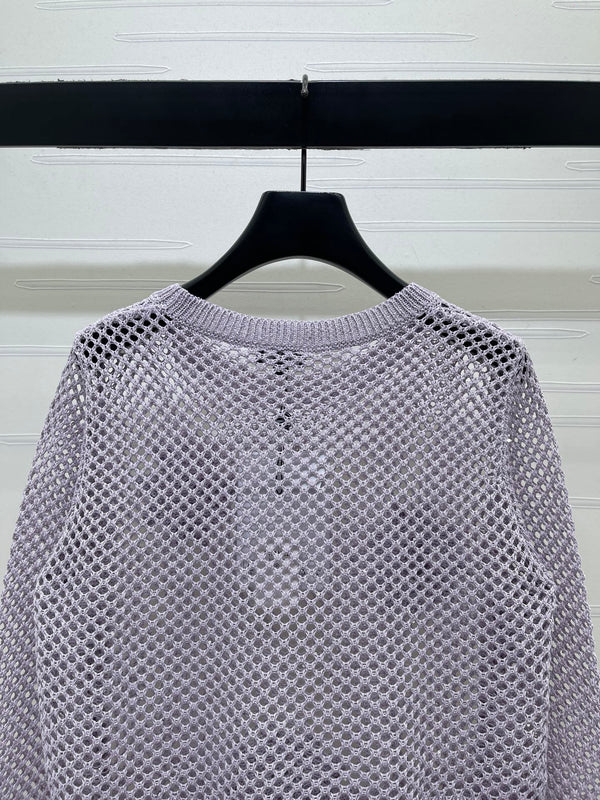 CC 26s Hollow-Out Crochet Knit Long-Sleeved Top Wool 406546