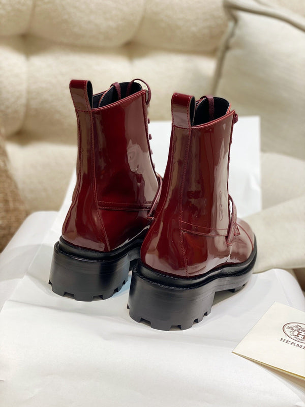 Stivaletto HM Funk in pelle di vacchetta rossa lucida 348024