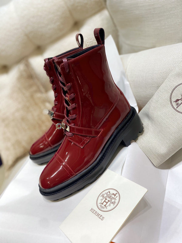 Stivaletto HM Funk in pelle di vacchetta rossa lucida 348024