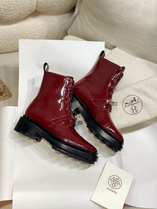 Stivaletto HM Funk in pelle di vacchetta rossa lucida 348024