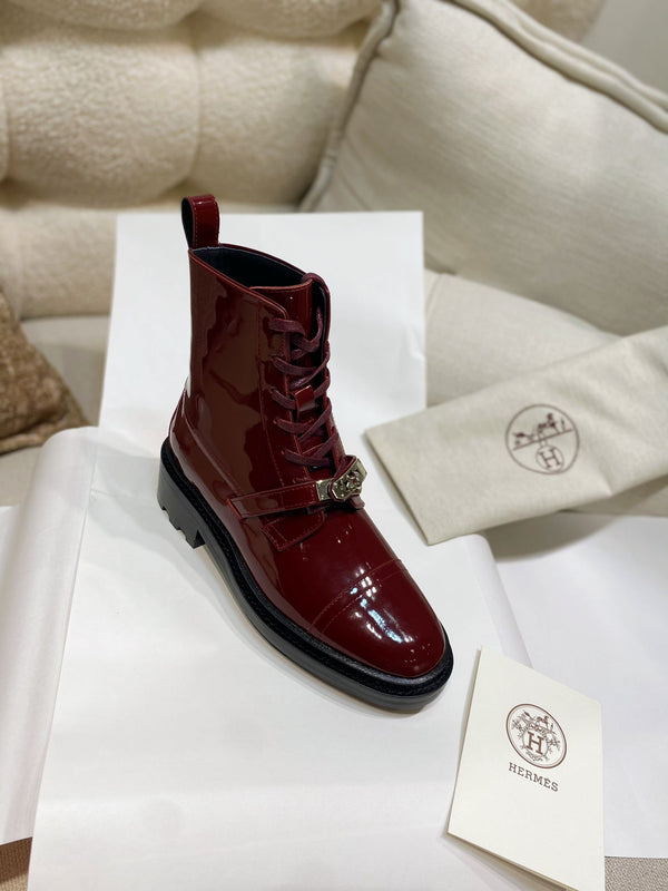 Stivaletto HM Funk in pelle di vacchetta rossa lucida 348024