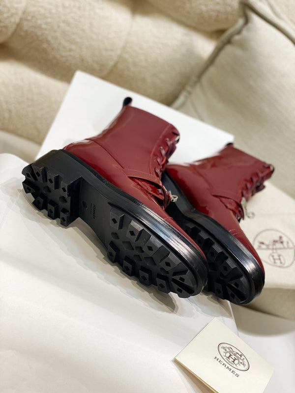 Stivaletto HM Funk in pelle di vacchetta rossa lucida 348024