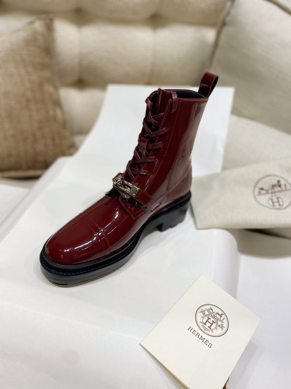 Stivaletto HM Funk in pelle di vacchetta rossa lucida 348024
