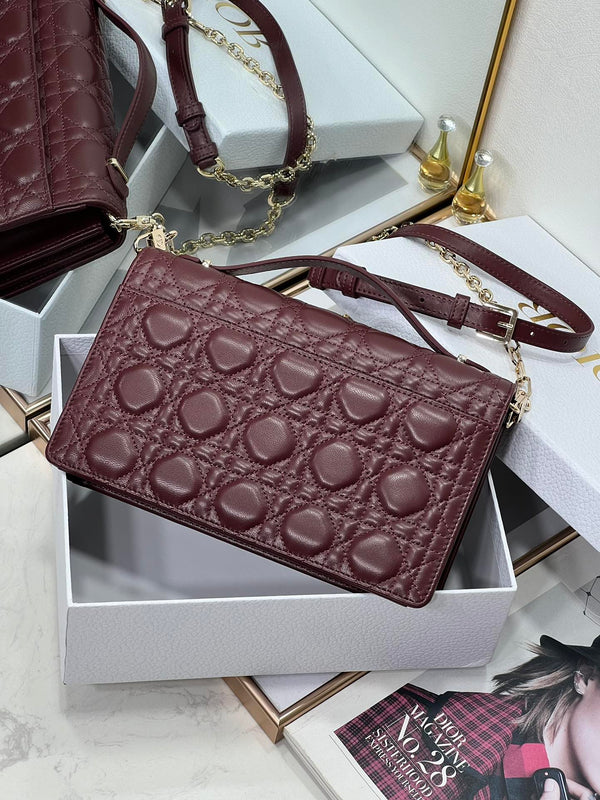 MY CD 24 TOP HANDLE BAG BURGUNDY LAMBSKIN