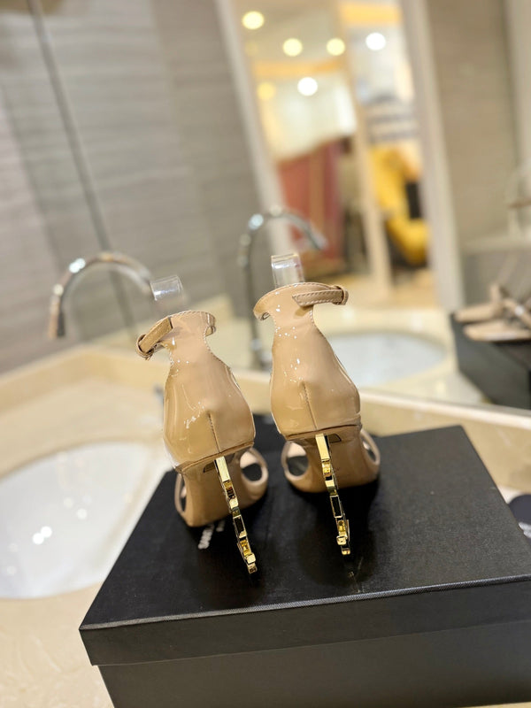 SL OPYUM SANDALS 105 CAMEL AND BLACK CALFSKIN