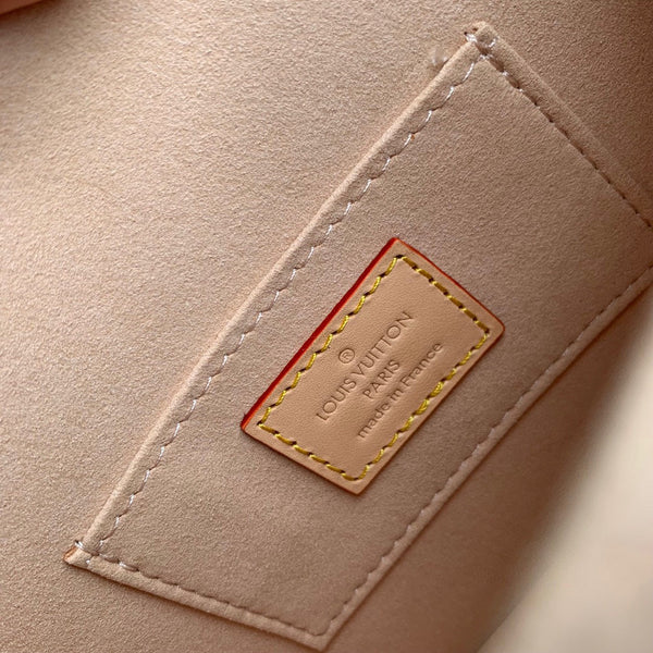 Lv Dauphine 20 Beige Leather White Monogram jacquard fabric